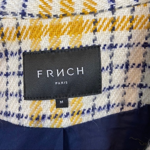 FRNCH Anthropologie Wool Blend Mustard Plaid Coat - Picture 4 of 5